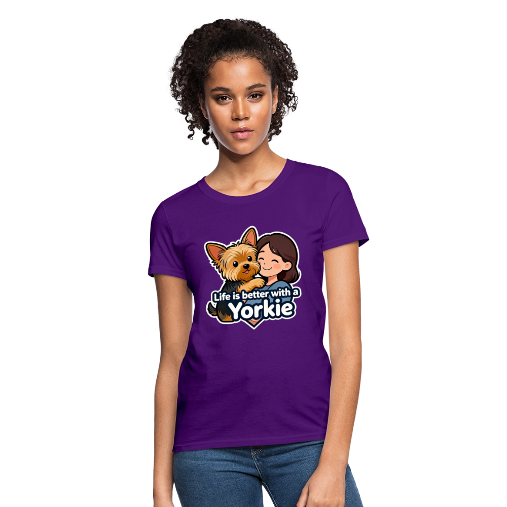 Life is Better with a Yorkie - Women's T-Shirt - purple