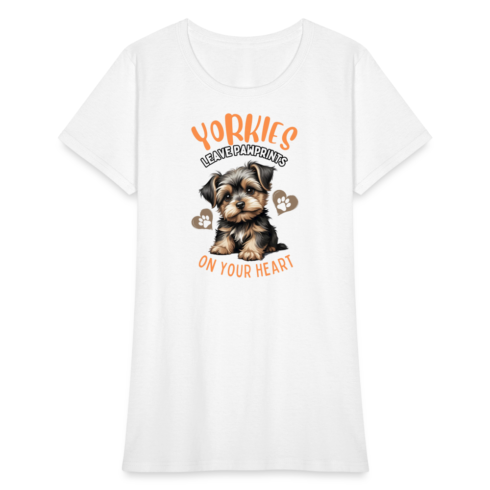 Yorkies Leave Pawrint on your heart - Design 3 - white