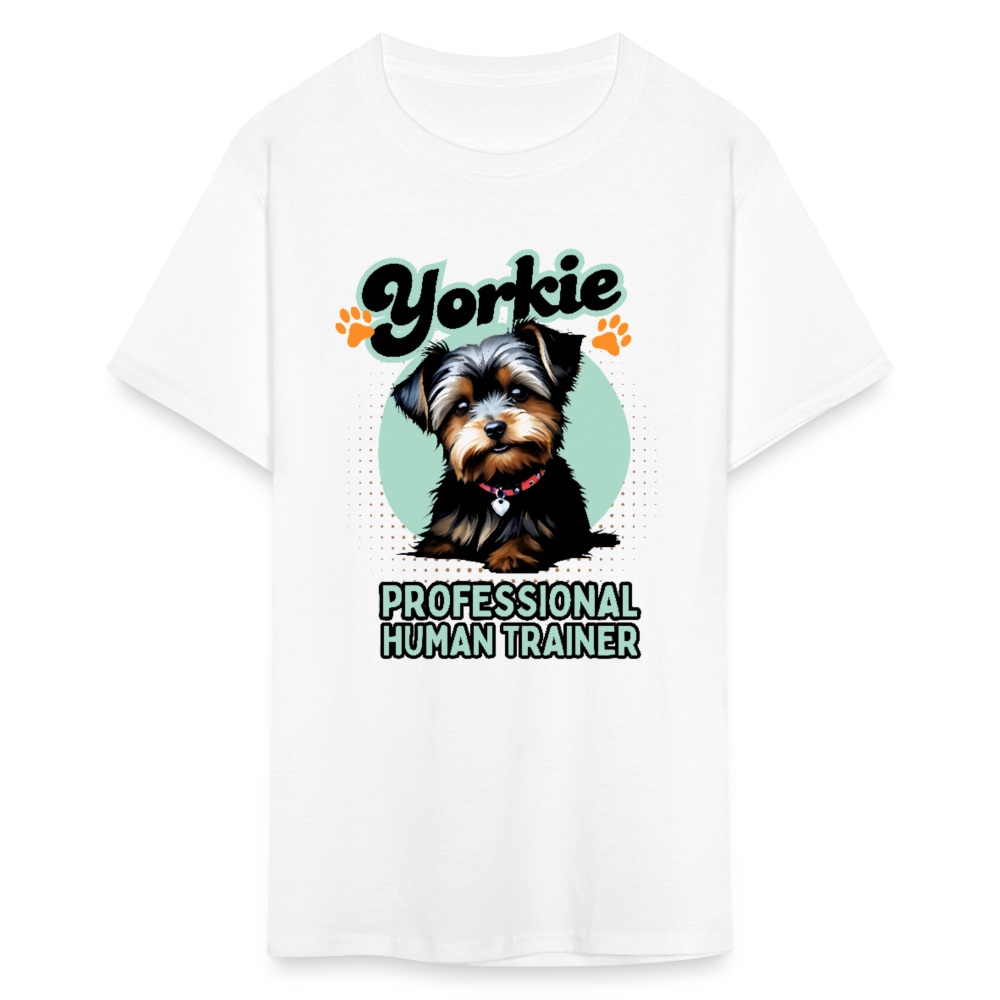 Yorkie Professional Human Trainer Unisex Shirt - white