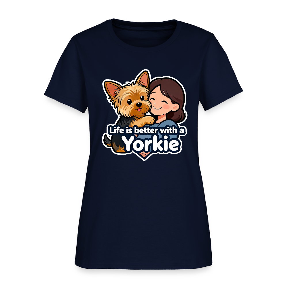 Life is Better with a Yorkie - Women's T-Shirt - navy