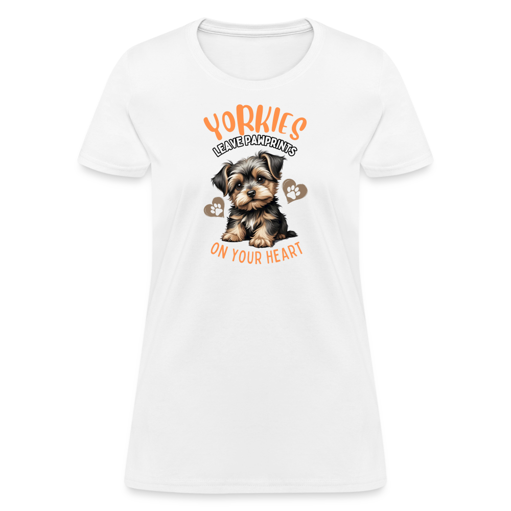 Yorkies Leave Pawrint on your heart - Design 3 - white