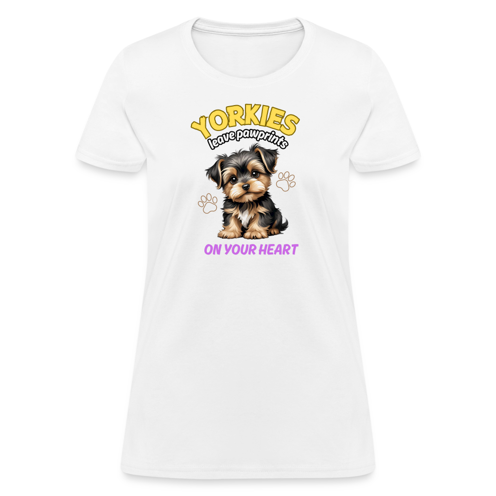 Yorkies Leave Pawrint on your heart - Design 4 - white