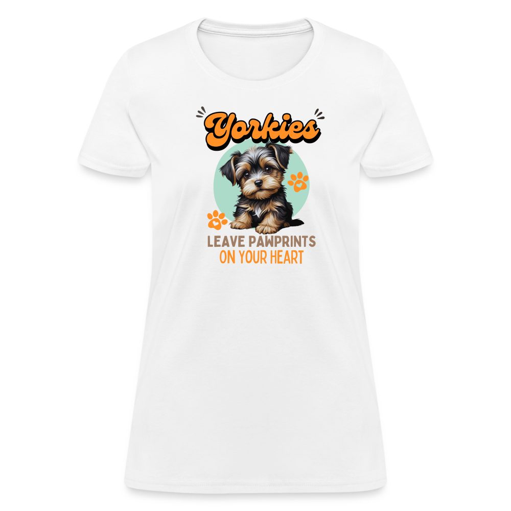 Yorkies Leave Pawrint on your heart - Design 2 - white