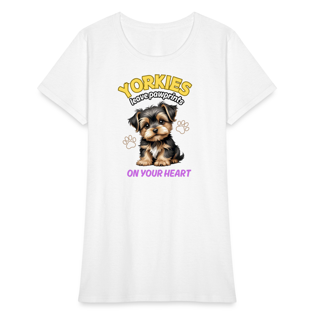 Yorkies Leave Pawrint on your heart - Design 4 - white