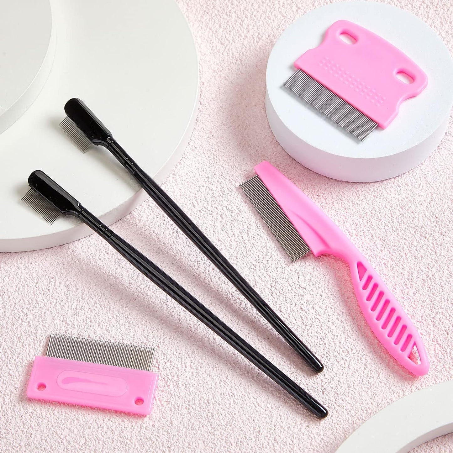 5 Pieces Dog Eye Combs Tear Stain Remover Combs Pet Grooming Comb for Small Dogs Gently Removing Eye Mucus and Crust (Pink, Black)