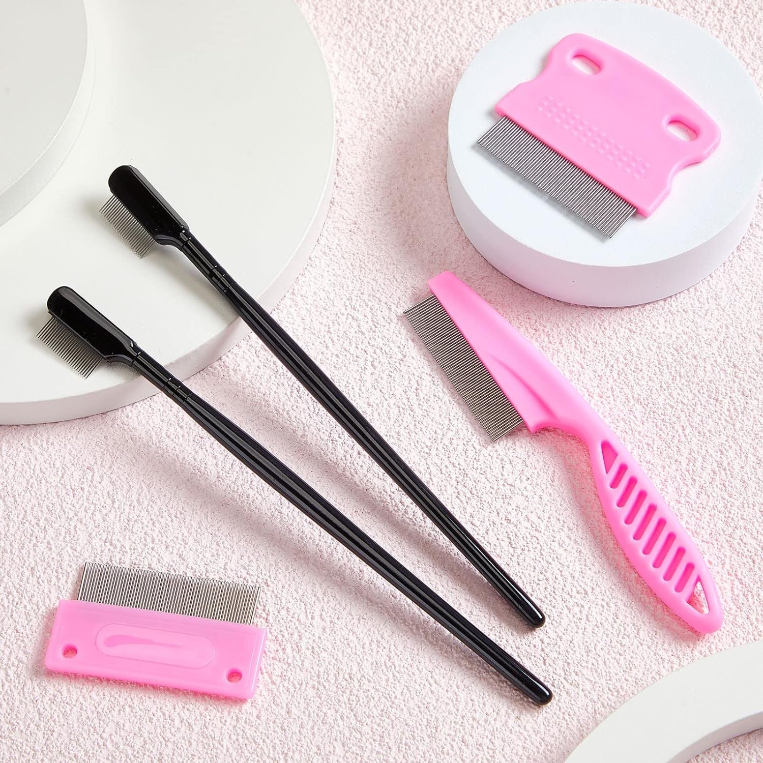 5 Pieces Dog Eye Combs Tear Stain Remover Combs Pet Grooming Comb for Small Dogs Gently Removing Eye Mucus and Crust (Pink, Black)