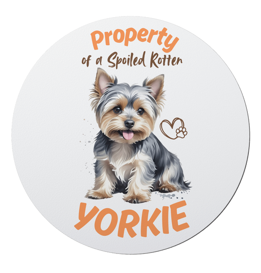 "Property of a Spoiled Rotten Yorkie" Sticker