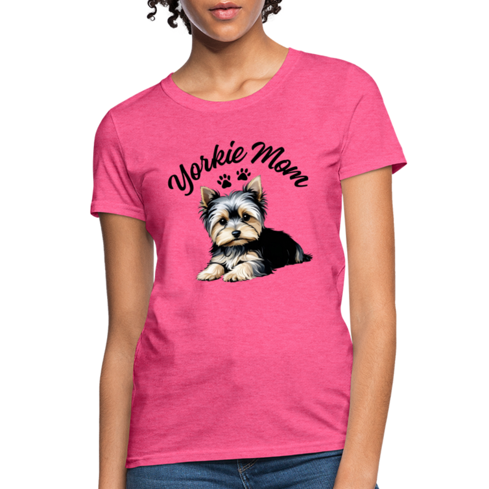 Yorkie Mom - Women's Heather Pink T-Shirt - heather pink