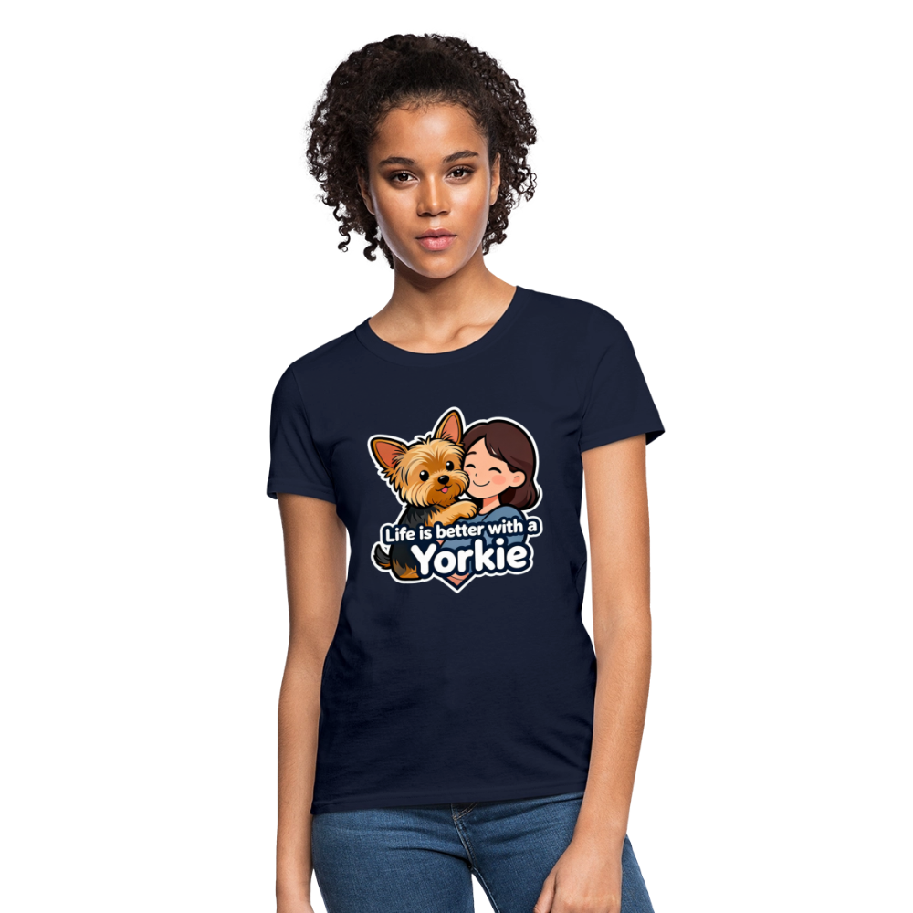Life is Better with a Yorkie - Women's T-Shirt - navy