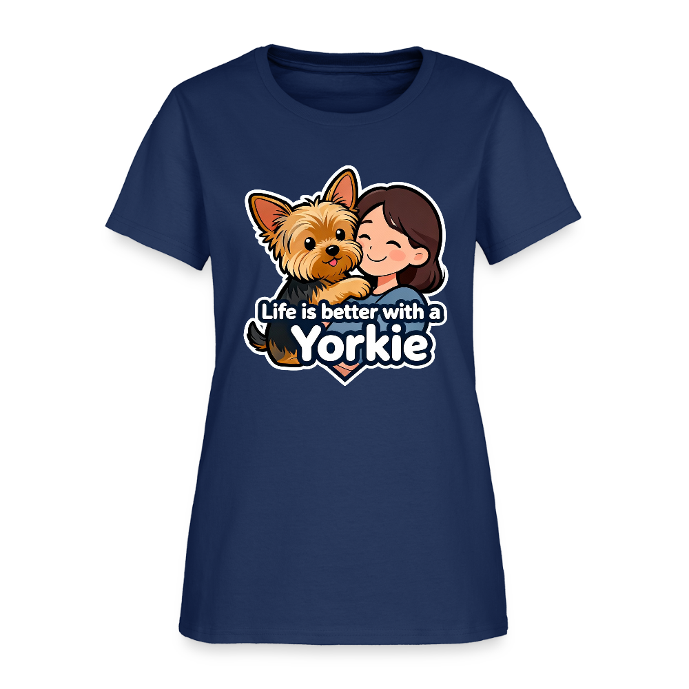 Life is Better with a Yorkie - Women's T-Shirt -  blue dusk
