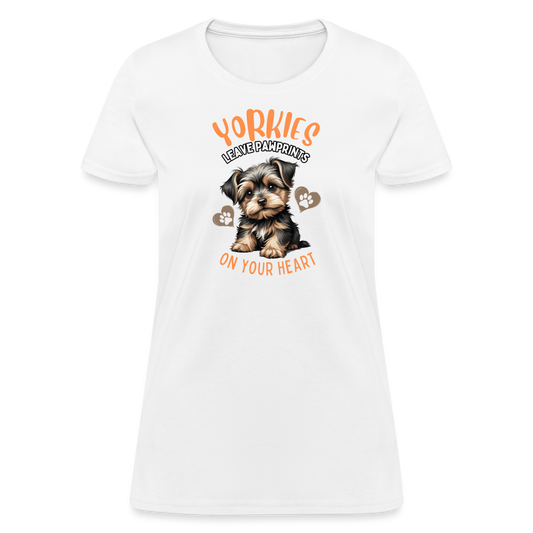 Yorkies Leave Pawrint on your heart - Design 3 - white