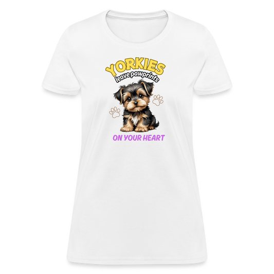 Yorkies Leave Pawrint on your heart - Design 4 - white