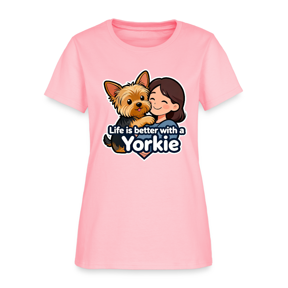 Life is Better with a Yorkie - Women's T-Shirt - pink