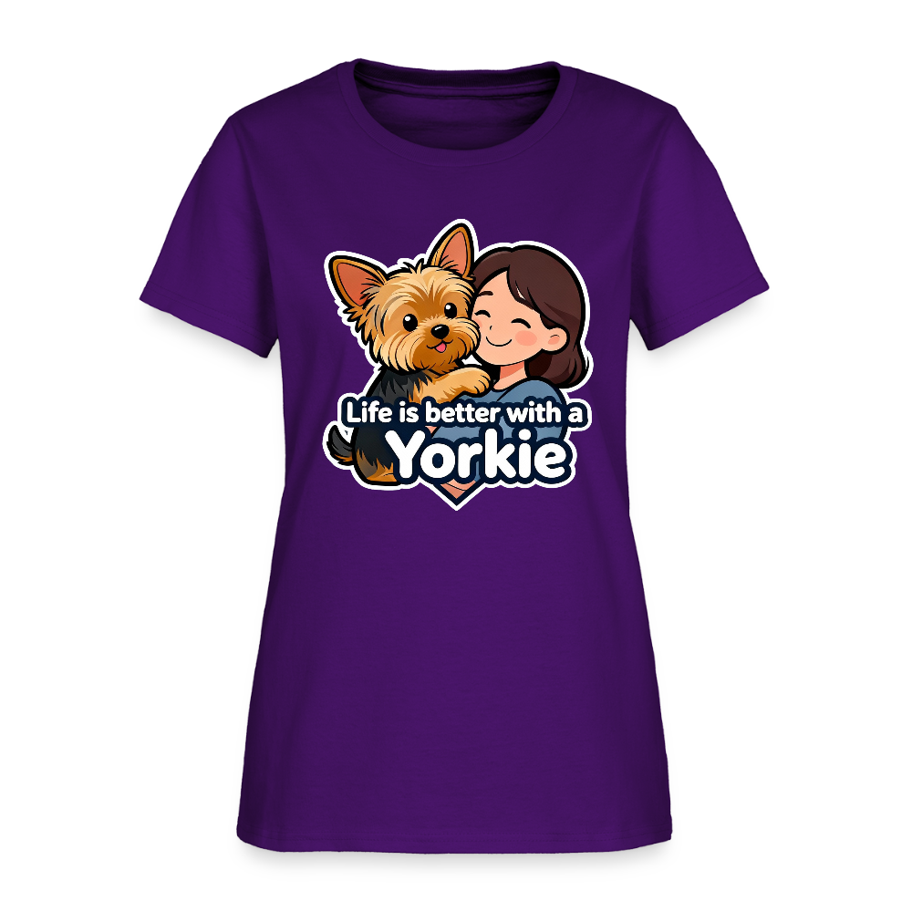 Life is Better with a Yorkie - Women's T-Shirt - purple