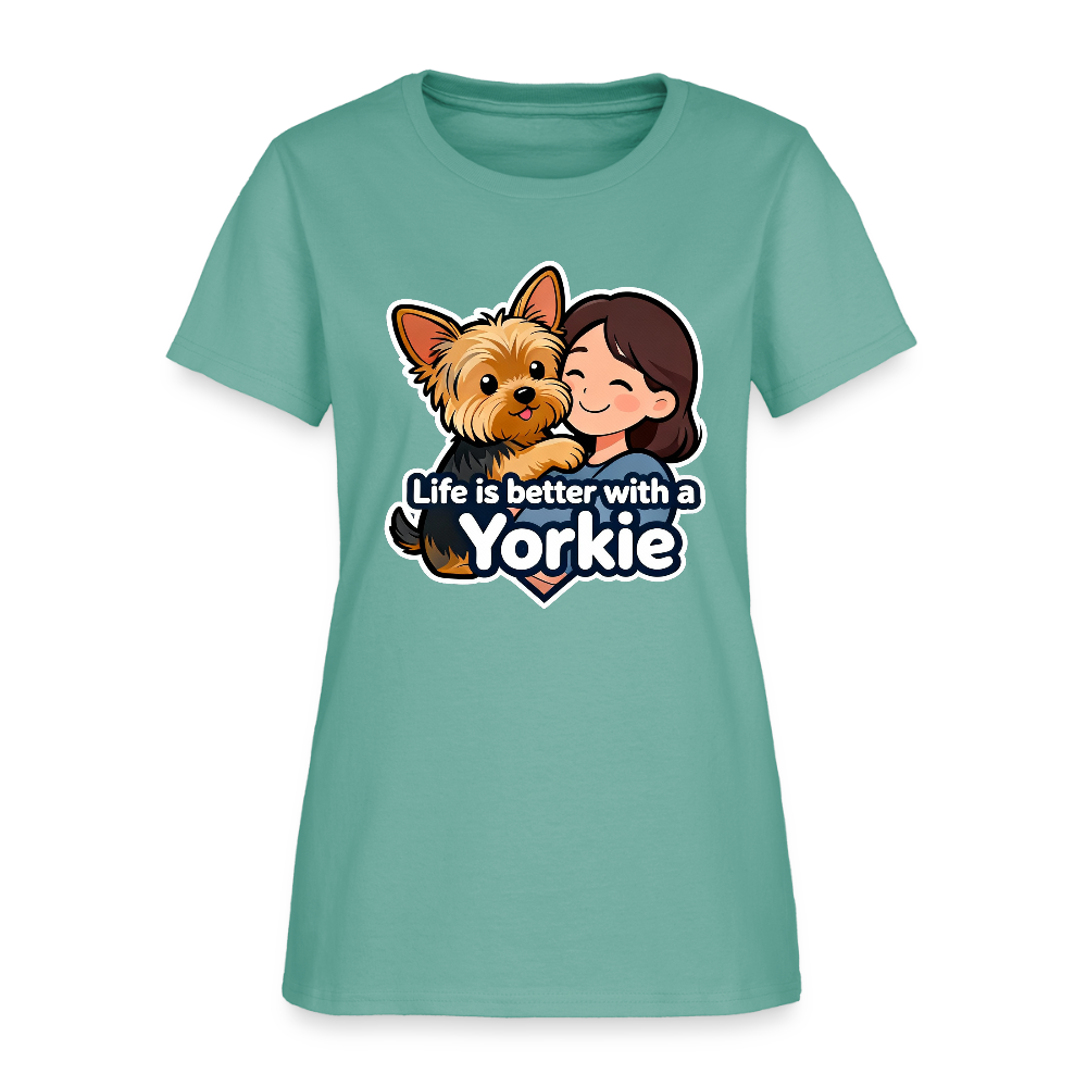 Life is Better with a Yorkie - Women's T-Shirt - aquatic