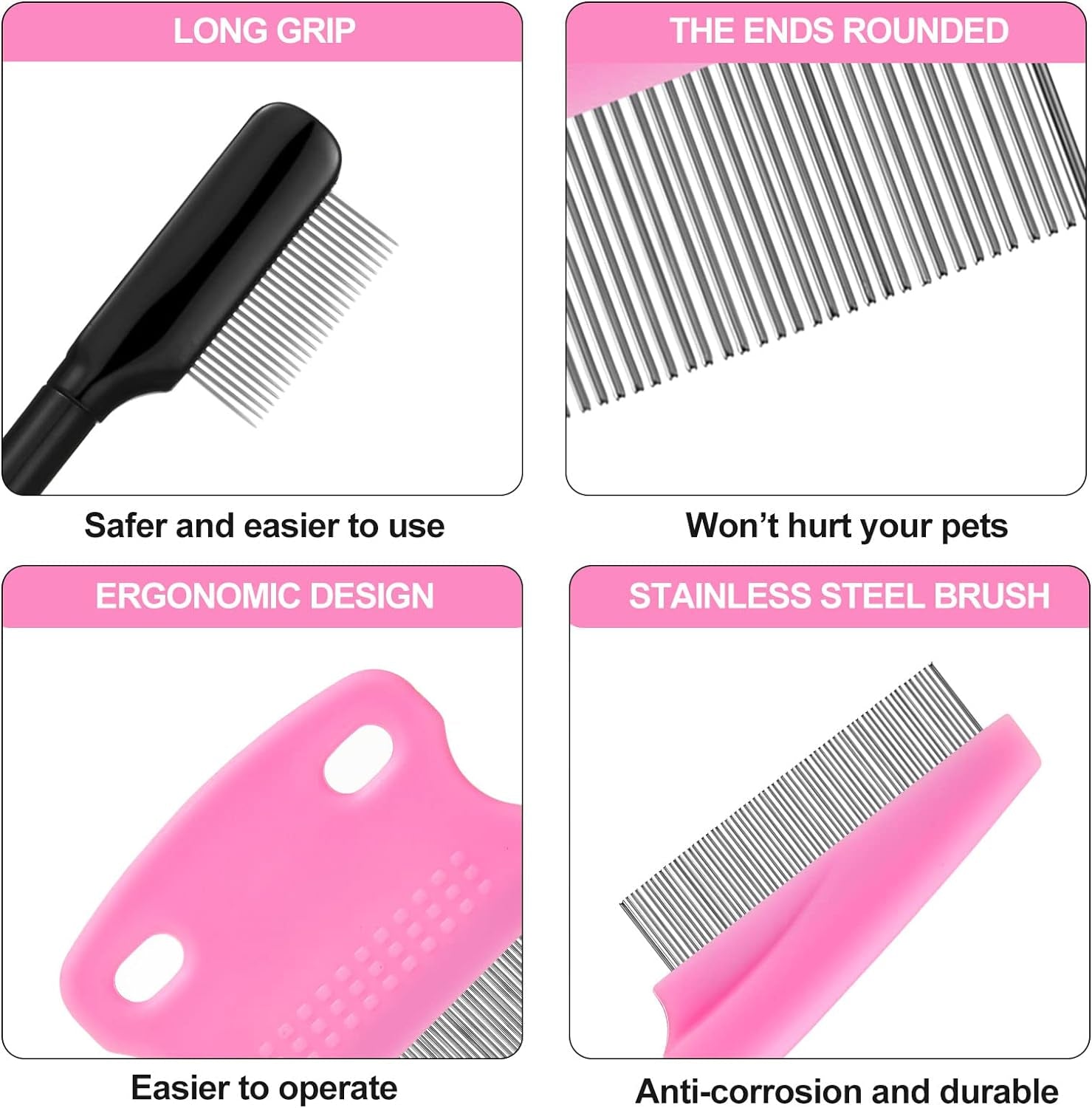 5 Pieces Dog Eye Combs Tear Stain Remover Combs Pet Grooming Comb for Small Dogs Gently Removing Eye Mucus and Crust (Pink, Black)