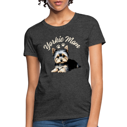 Yorkie Mom - Women's Black Heather T-Shirt - heather black