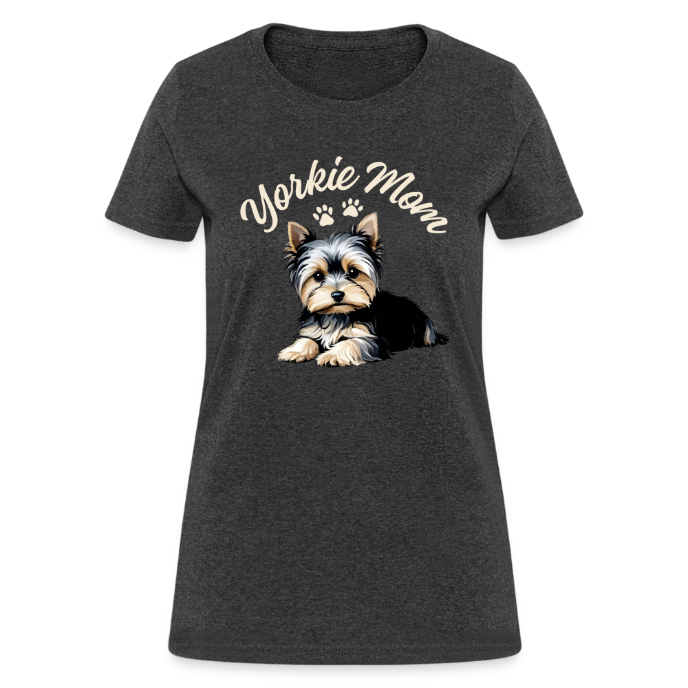 Yorkie Mom - Women's Black Heather T-Shirt - heather black