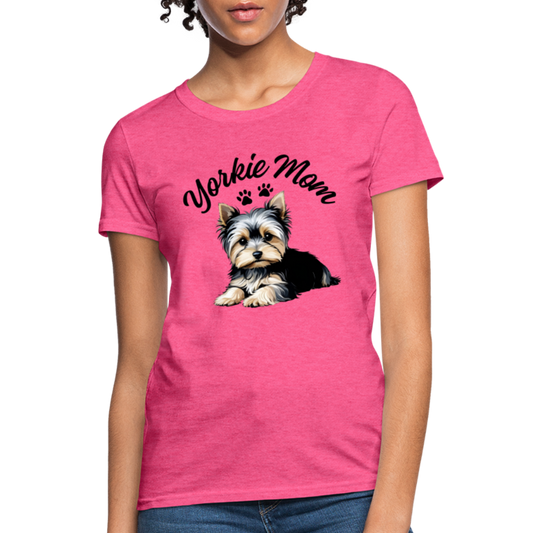 Yorkie Mom - Women's  Heather Pink T-Shirt - heather pink