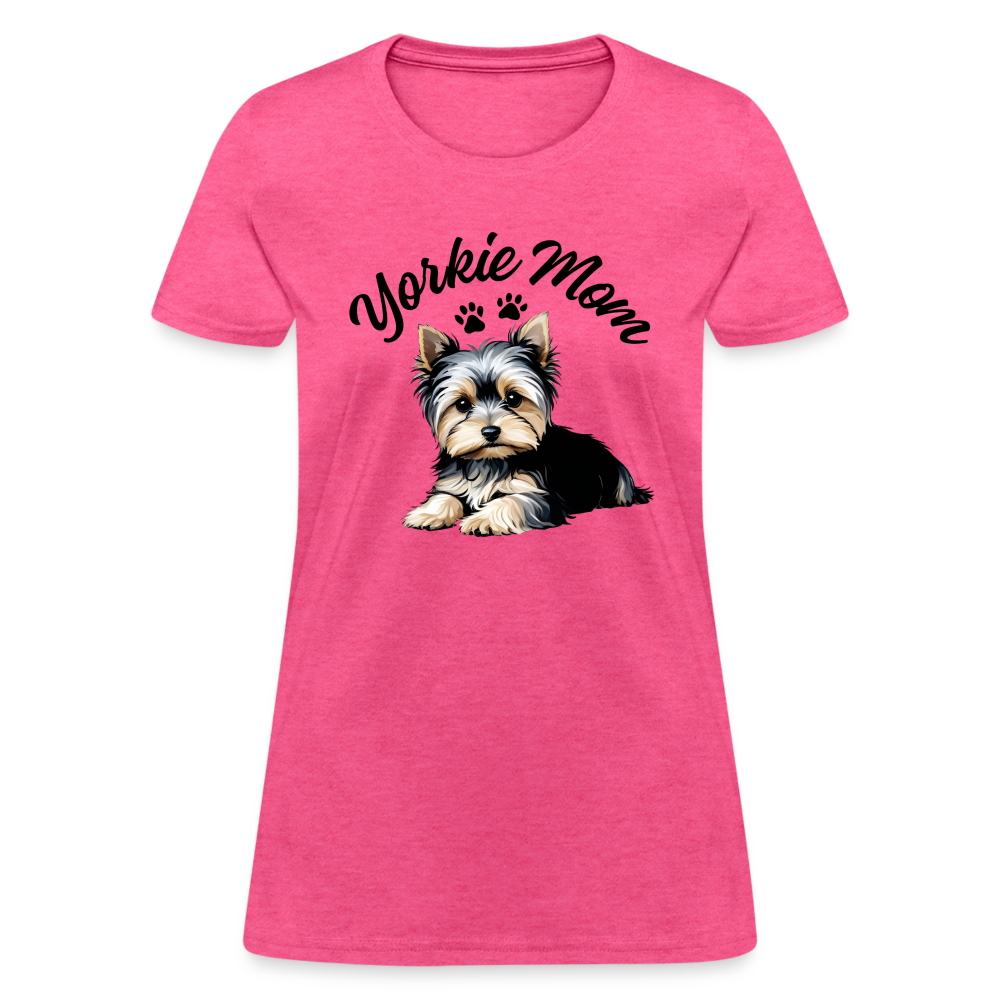 Yorkie Mom - Women's  Heather Pink T-Shirt - heather pink